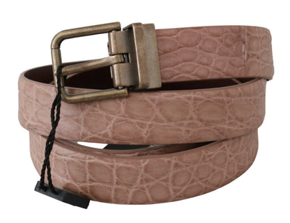 Dolce & Gabbana Elegant Exotic Skin Brushed Gold Buckle Belt Dolce & Gabbana