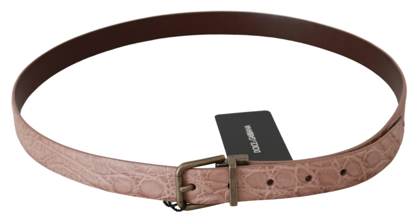 Dolce & Gabbana Elegant Exotic Skin Brushed Gold Buckle Belt Dolce & Gabbana