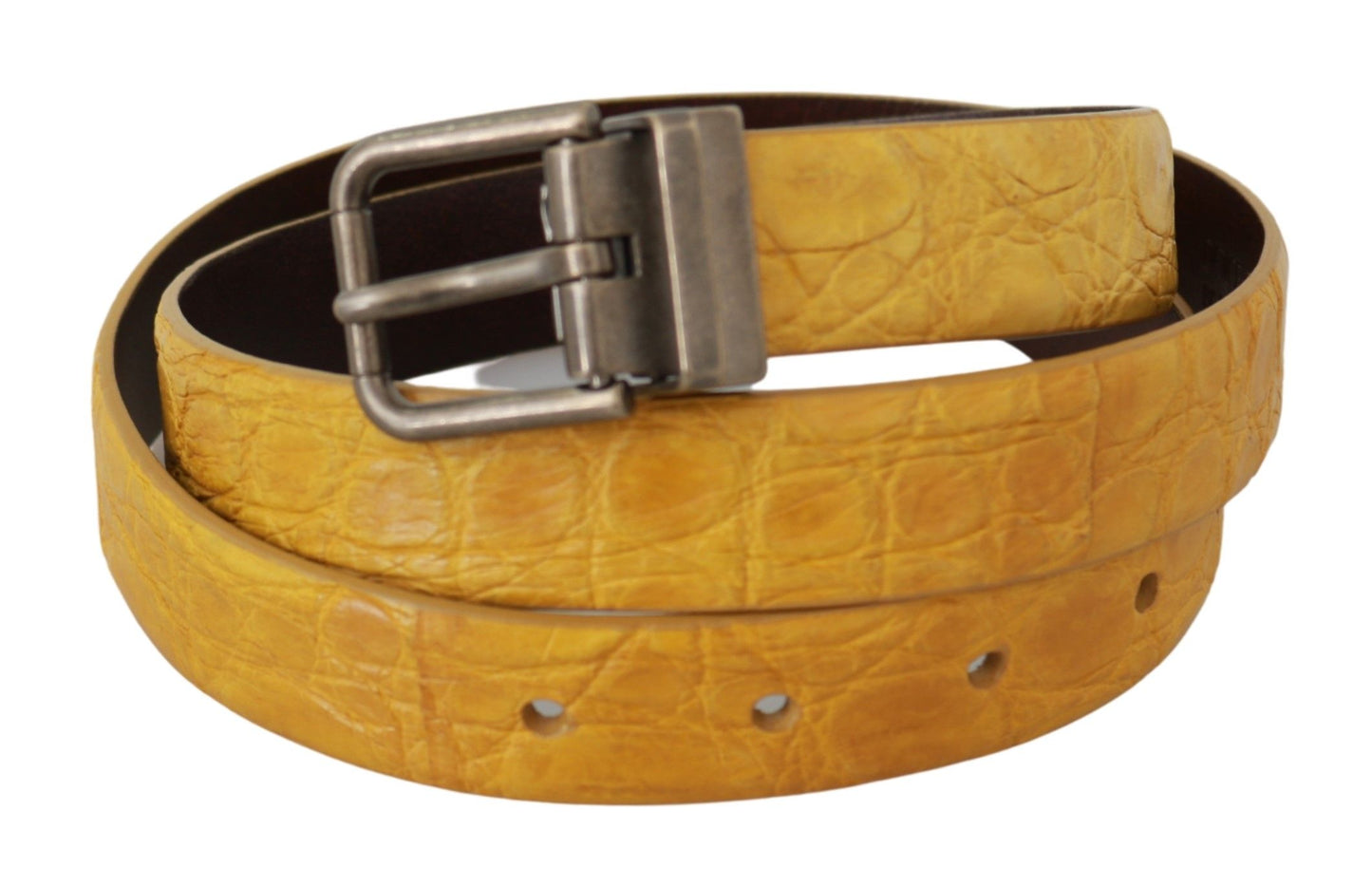 Dolce & Gabbana Exotic Yellow Animal Pattern Leather Belt Dolce & Gabbana