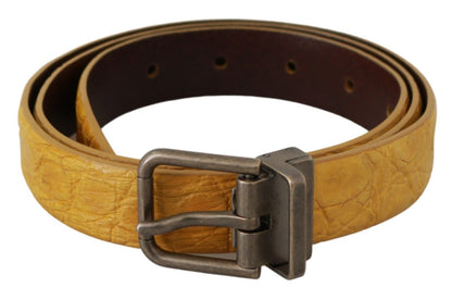 Dolce & Gabbana Exotic Yellow Animal Pattern Leather Belt Dolce & Gabbana