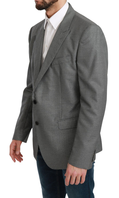 Dolce & Gabbana Elegant Gray Fantasy Pattern Slim Fit Blazer Dolce & Gabbana