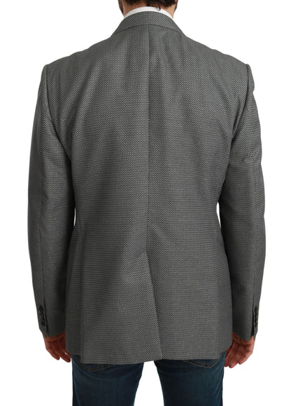 Dolce & Gabbana Elegant Gray Fantasy Pattern Slim Fit Blazer Dolce & Gabbana