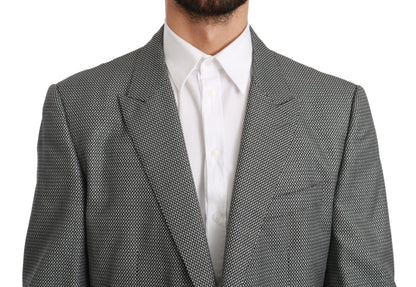 Dolce & Gabbana Elegant Gray Fantasy Pattern Slim Fit Blazer Dolce & Gabbana