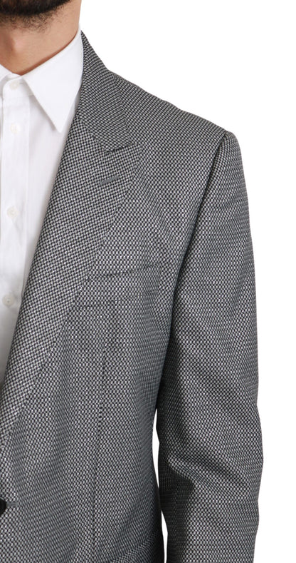 Dolce & Gabbana Elegant Gray Fantasy Pattern Slim Fit Blazer Dolce & Gabbana