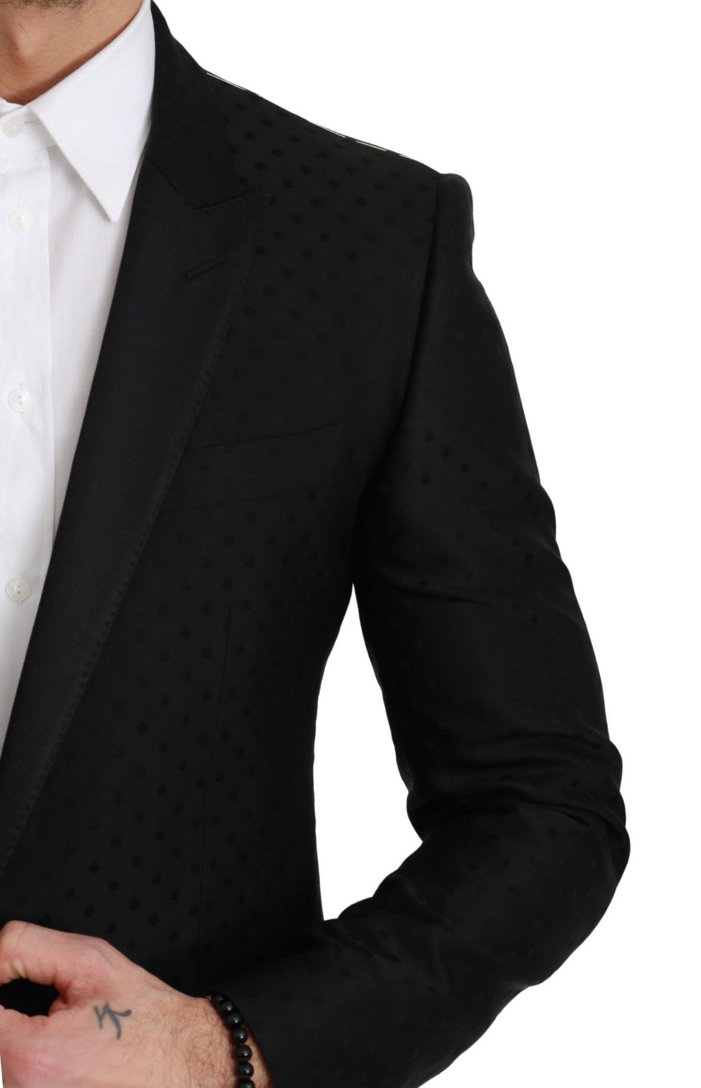 Dolce & Gabbana Elegant Black Polka Dotted Wool Blend Blazer Dolce & Gabbana