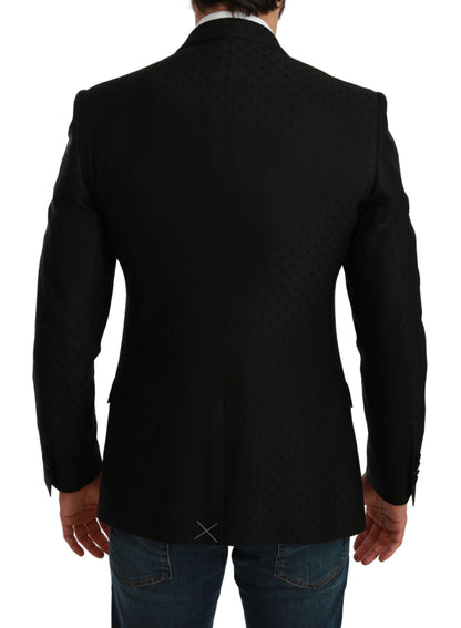 Dolce & Gabbana Elegant Black Polka Dotted Wool Blend Blazer Dolce & Gabbana