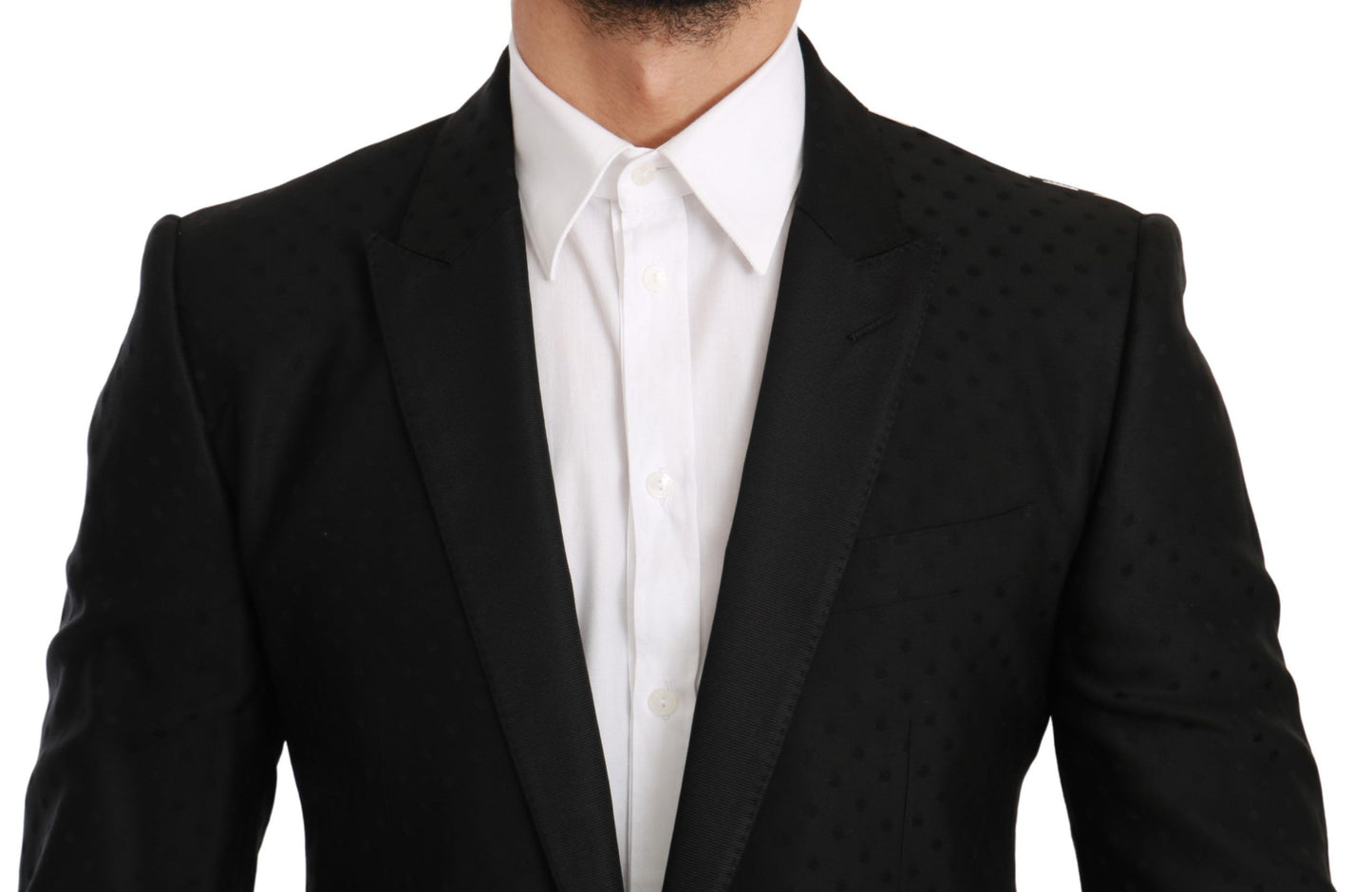 Dolce & Gabbana Elegant Black Polka Dotted Wool Blend Blazer Dolce & Gabbana