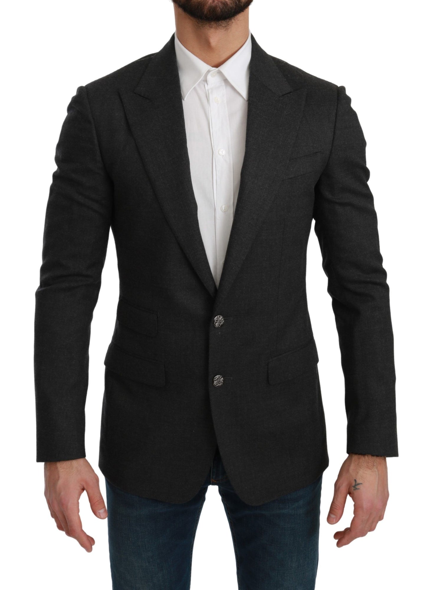 Dolce & Gabbana Elegant Gray Slim Fit Formal Blazer Dolce & Gabbana