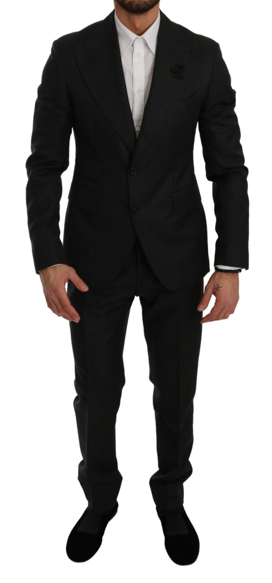 Dolce & Gabbana Elegant Black Crystal-Embellished Two-Piece Suit Dolce & Gabbana