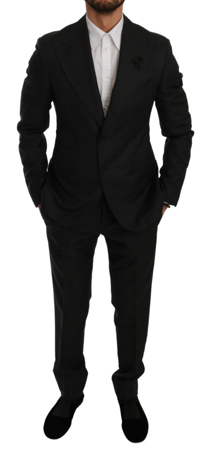 Dolce & Gabbana Elegant Black Crystal-Embellished Two-Piece Suit Dolce & Gabbana