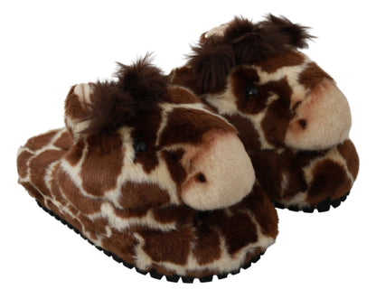 Dolce & Gabbana Elegant Giraffe Pattern Slides for Sophisticated Comfort Dolce & Gabbana