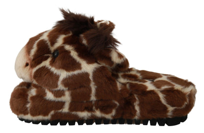 Dolce & Gabbana Elegant Giraffe Pattern Slides for Sophisticated Comfort Dolce & Gabbana