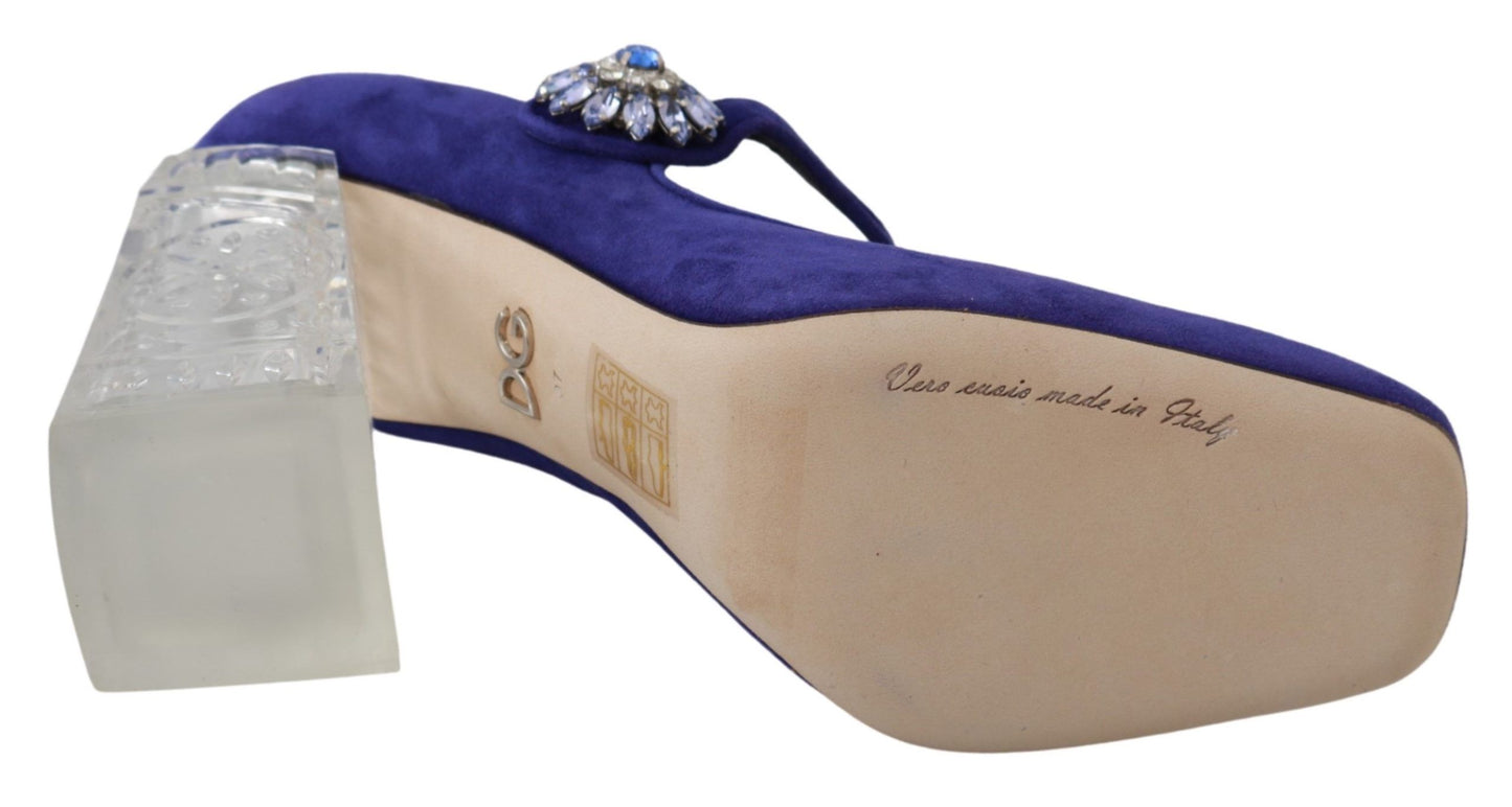 Dolce & Gabbana Elegant Purple Suede Mary Janes Pumps Dolce & Gabbana