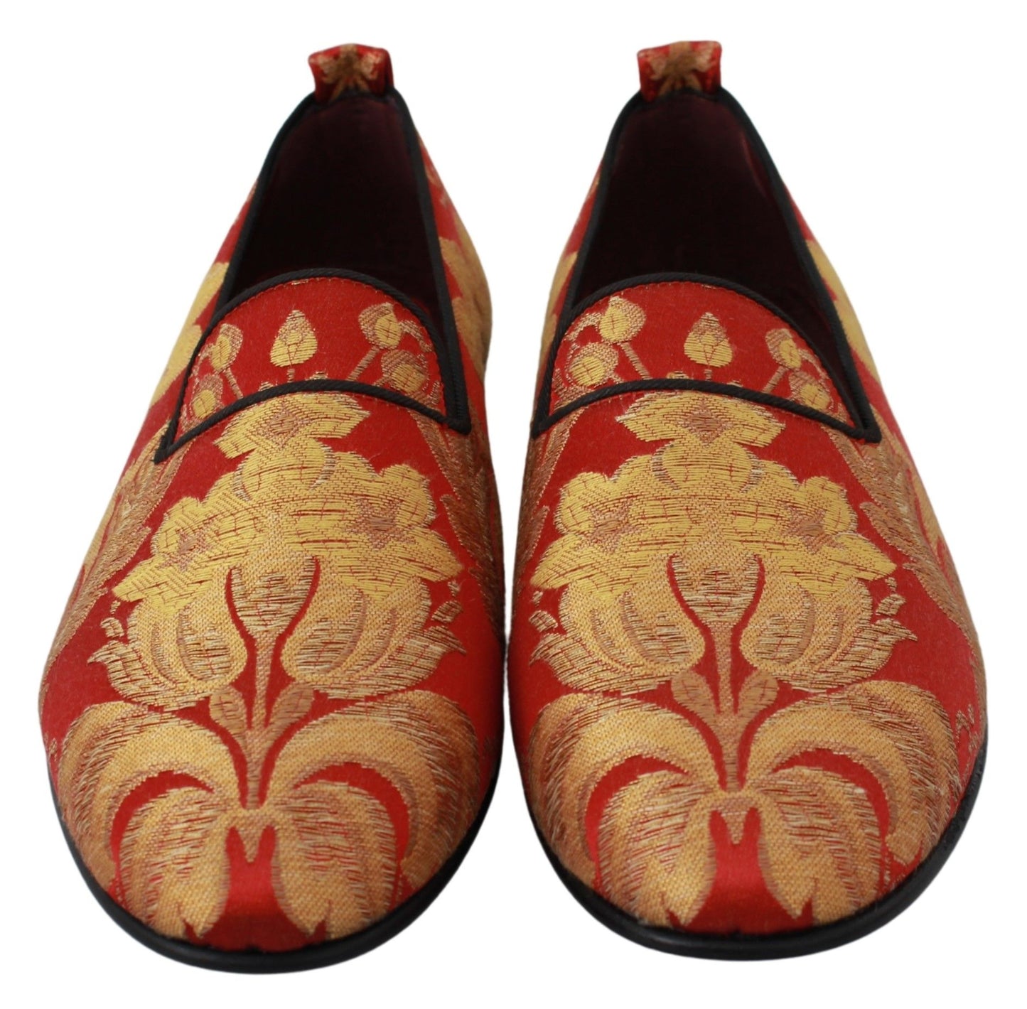 Dolce & Gabbana Rose Gold Brocade Loafers Slide Flats Dolce & Gabbana