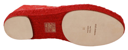 Dolce & Gabbana Red Viscose Espadrilles Flat Shoes Dolce & Gabbana