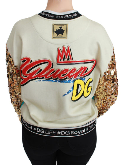 Dolce & Gabbana Chic Multicolor Motive Sequined Sweater Dolce & Gabbana