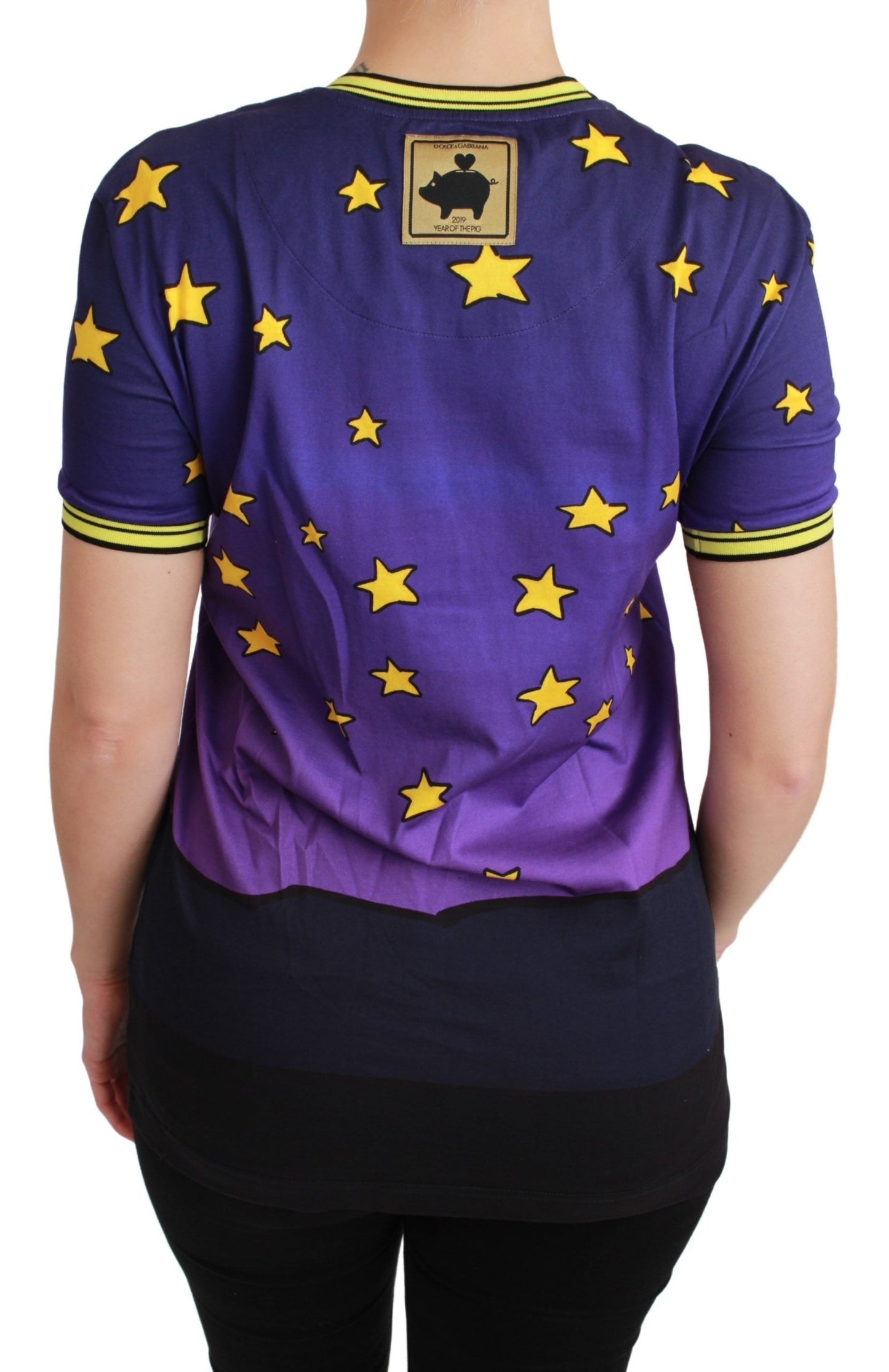 Dolce & Gabbana Elegant Crewneck Motive Tee in Purple Dolce & Gabbana