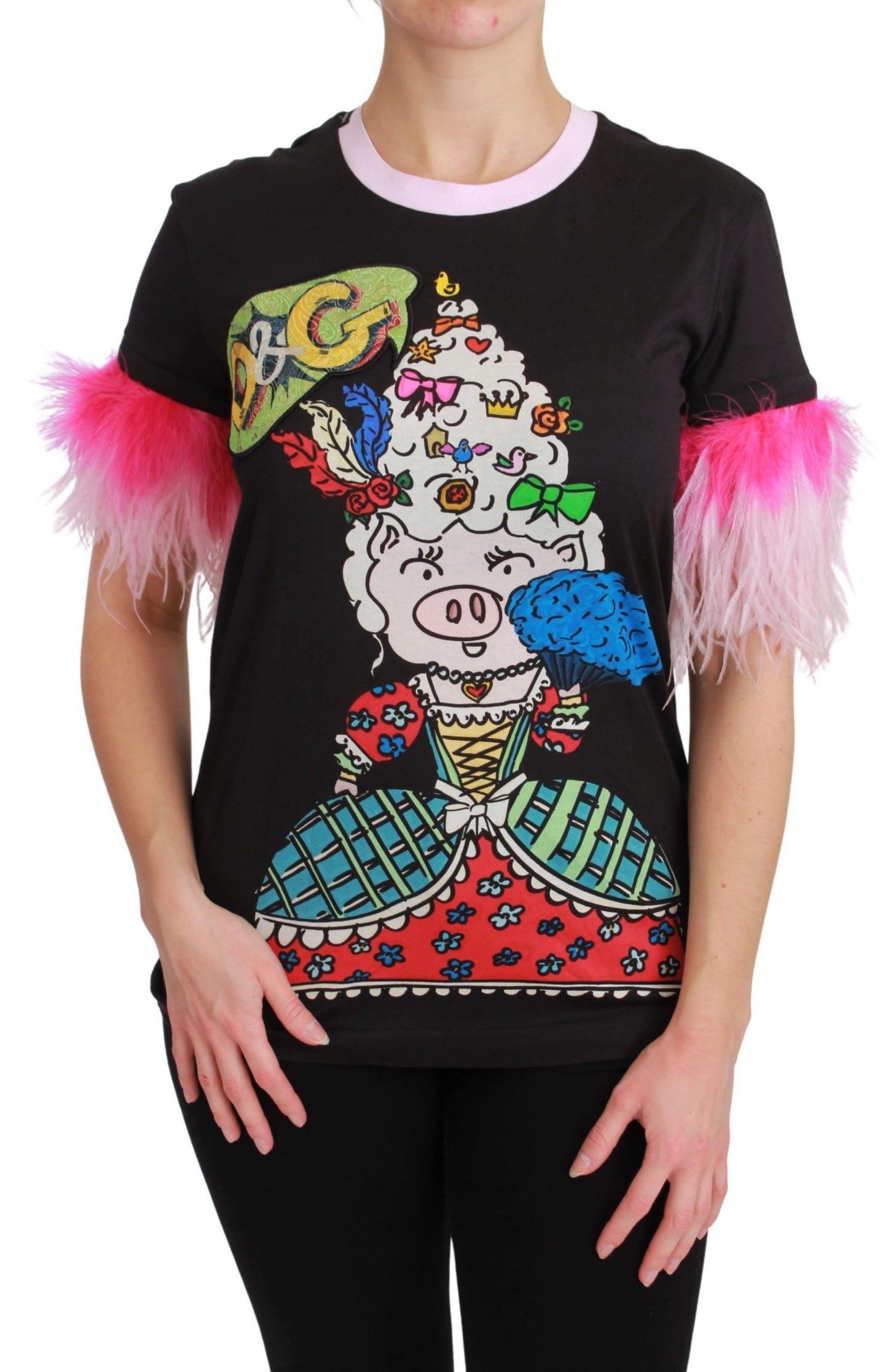 Dolce & Gabbana Chic Crewneck Year of the Pig Motif Tee Dolce & Gabbana