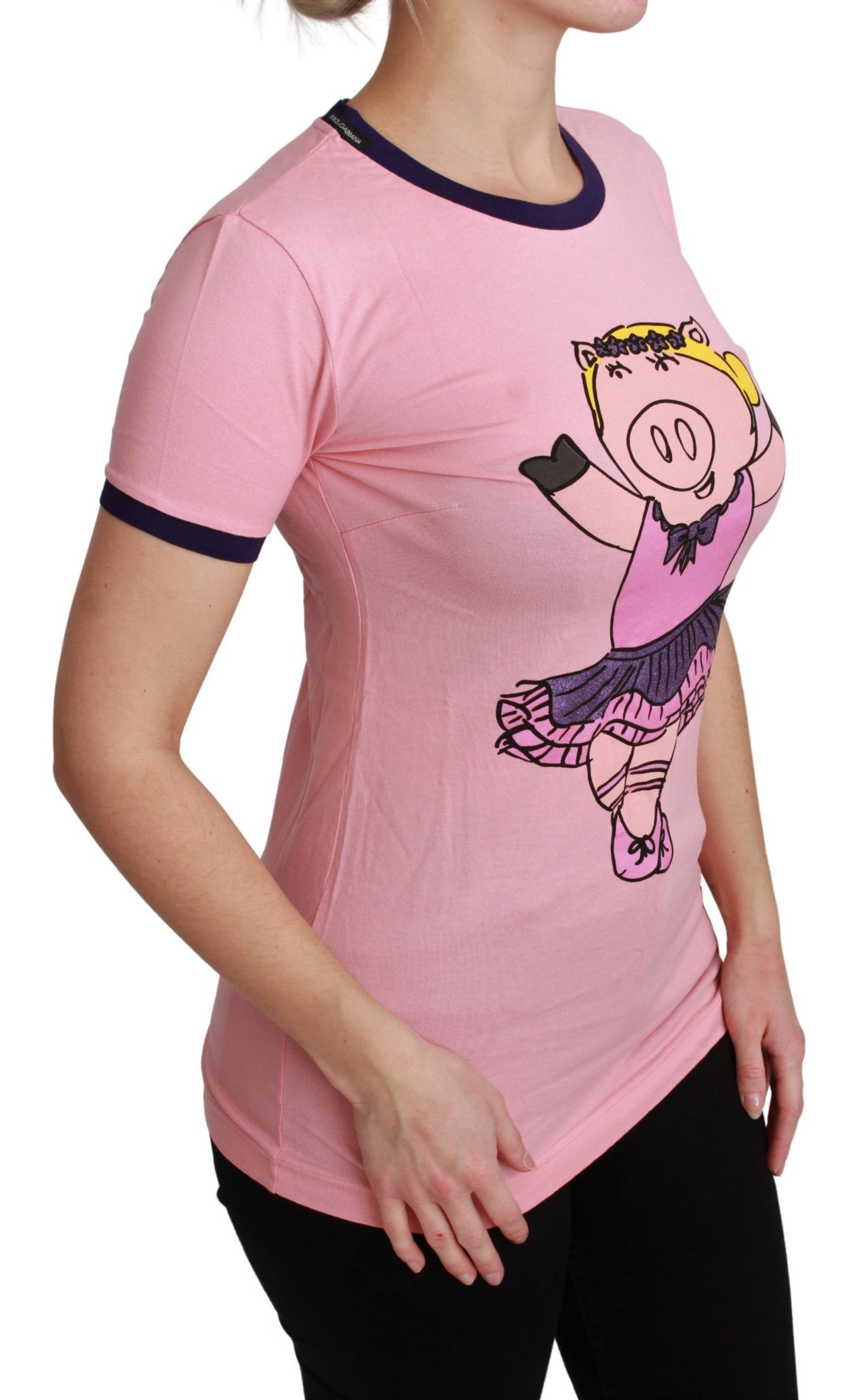 Dolce & Gabbana Pink Crewneck Year of the Pig T-Shirt Dolce & Gabbana