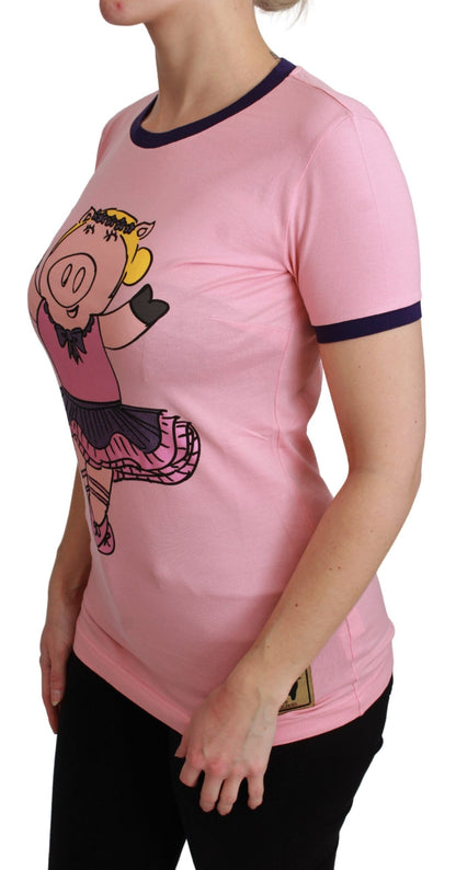 Dolce & Gabbana Pink Crewneck Year of the Pig T-Shirt Dolce & Gabbana