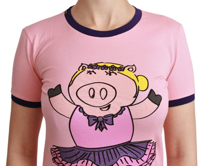 Dolce & Gabbana Pink Crewneck Year of the Pig T-Shirt Dolce & Gabbana