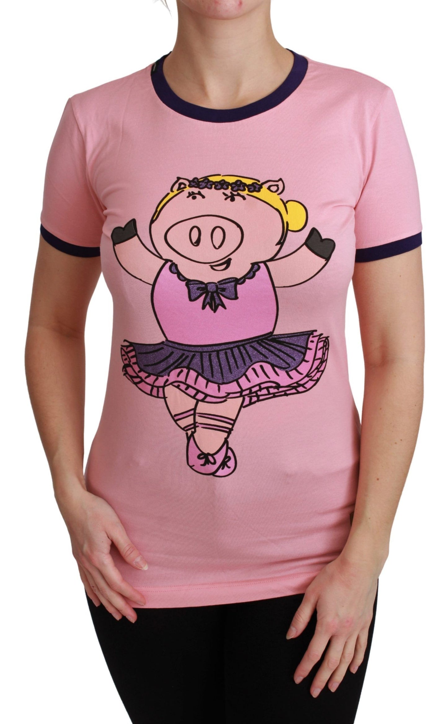 Dolce & Gabbana Pink Crewneck Year of the Pig T-Shirt Dolce & Gabbana