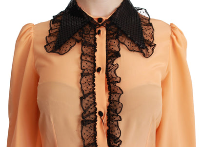 Dolce & Gabbana Silk Blend Yellow Blouse with Sequined Collar Dolce & Gabbana