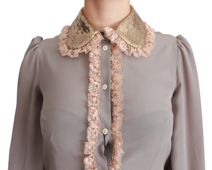 Dolce & Gabbana Elegant Silk Blend Sequin Collar Shirt Dolce & Gabbana