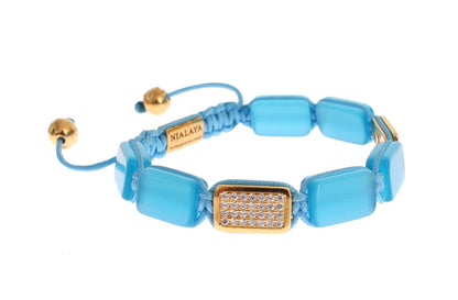 Nialaya Elegant Blue Opal & Diamond-Studded Bracelet Nialaya