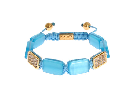 Nialaya Elegant Blue Opal & Diamond-Studded Bracelet Nialaya