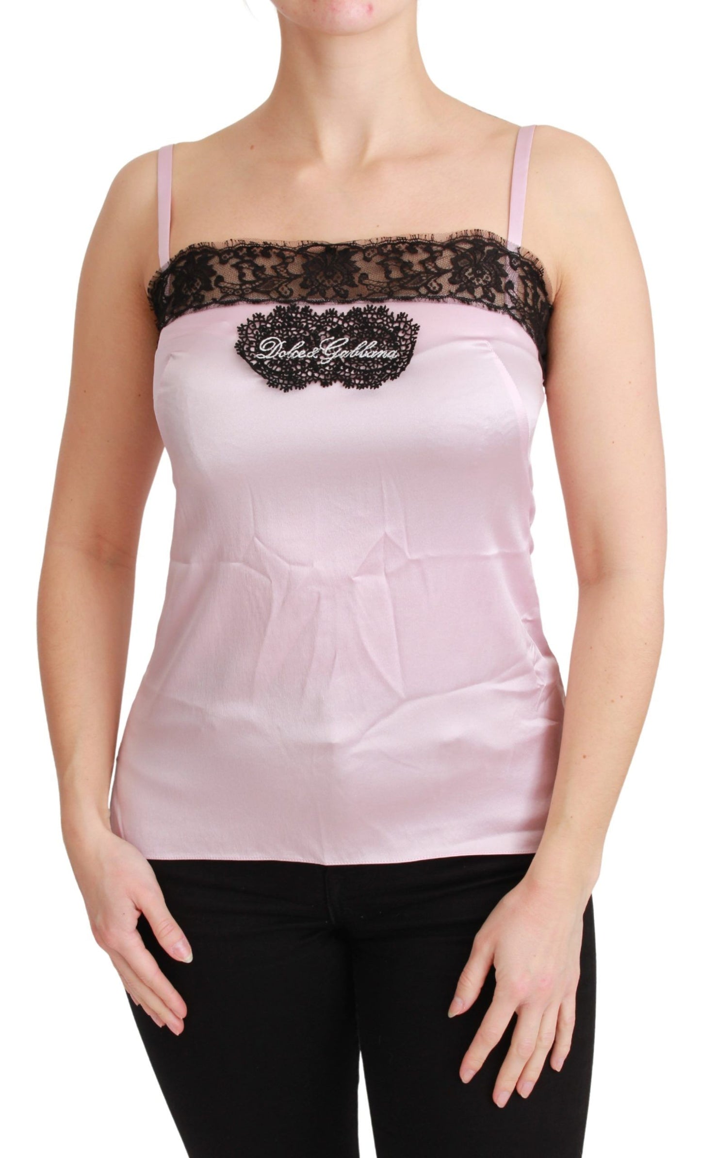 Dolce & Gabbana Elegant Silk Lace Detail Tank Top Dolce & Gabbana