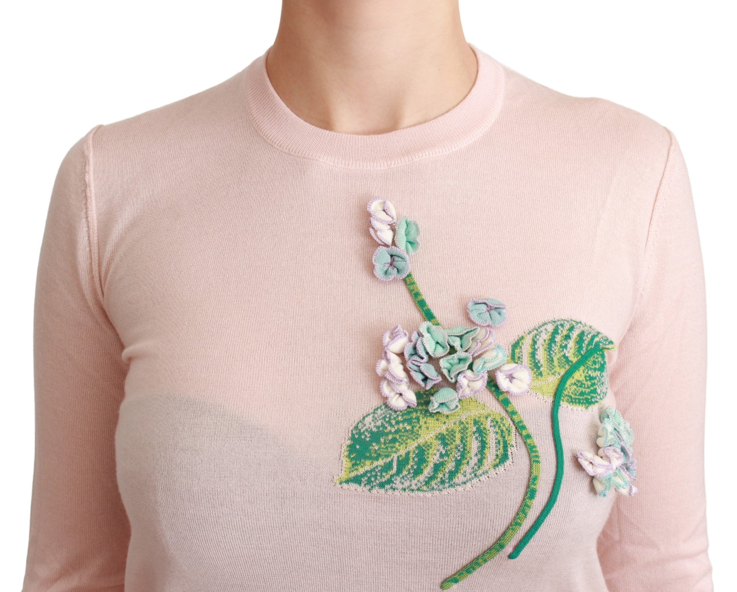 Dolce & Gabbana Silk Blend Floral Embroidered Sweater Dolce & Gabbana