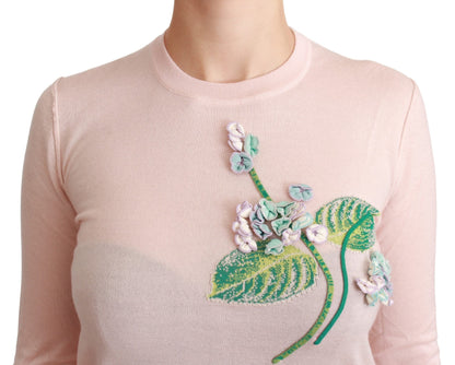 Dolce & Gabbana Silk Blend Floral Embroidered Sweater Dolce & Gabbana