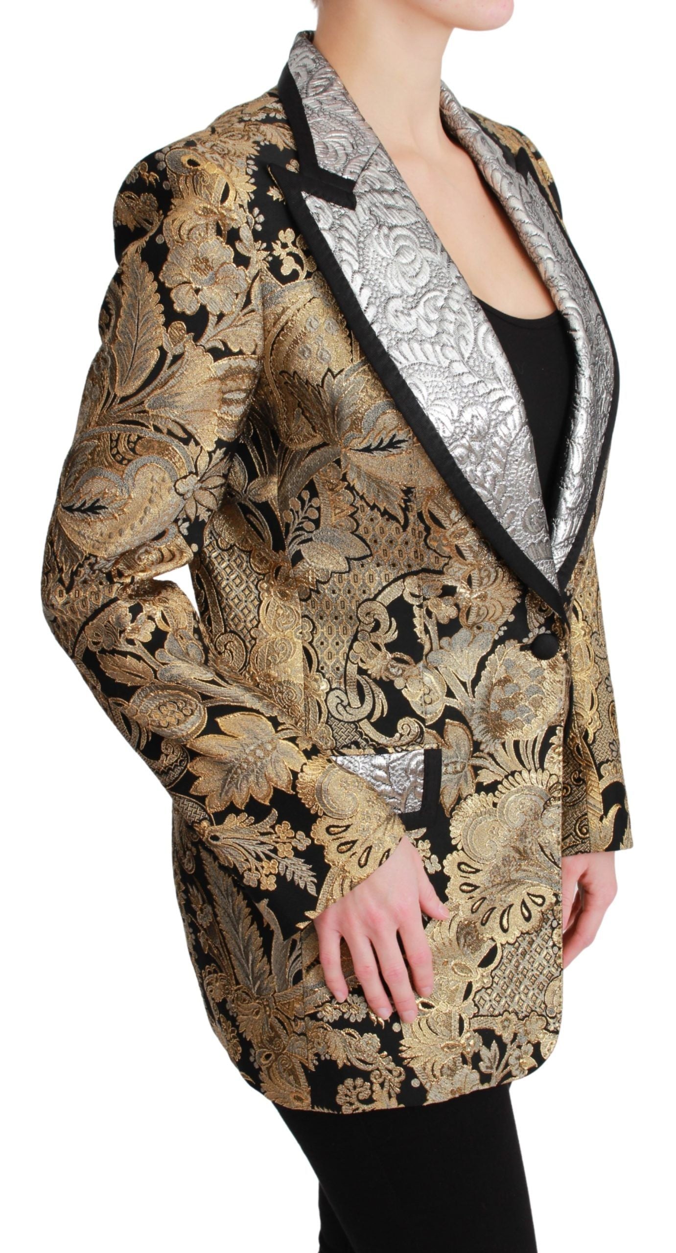 Dolce & Gabbana Elegant Gold Floral Jacquard Blazer Dolce & Gabbana