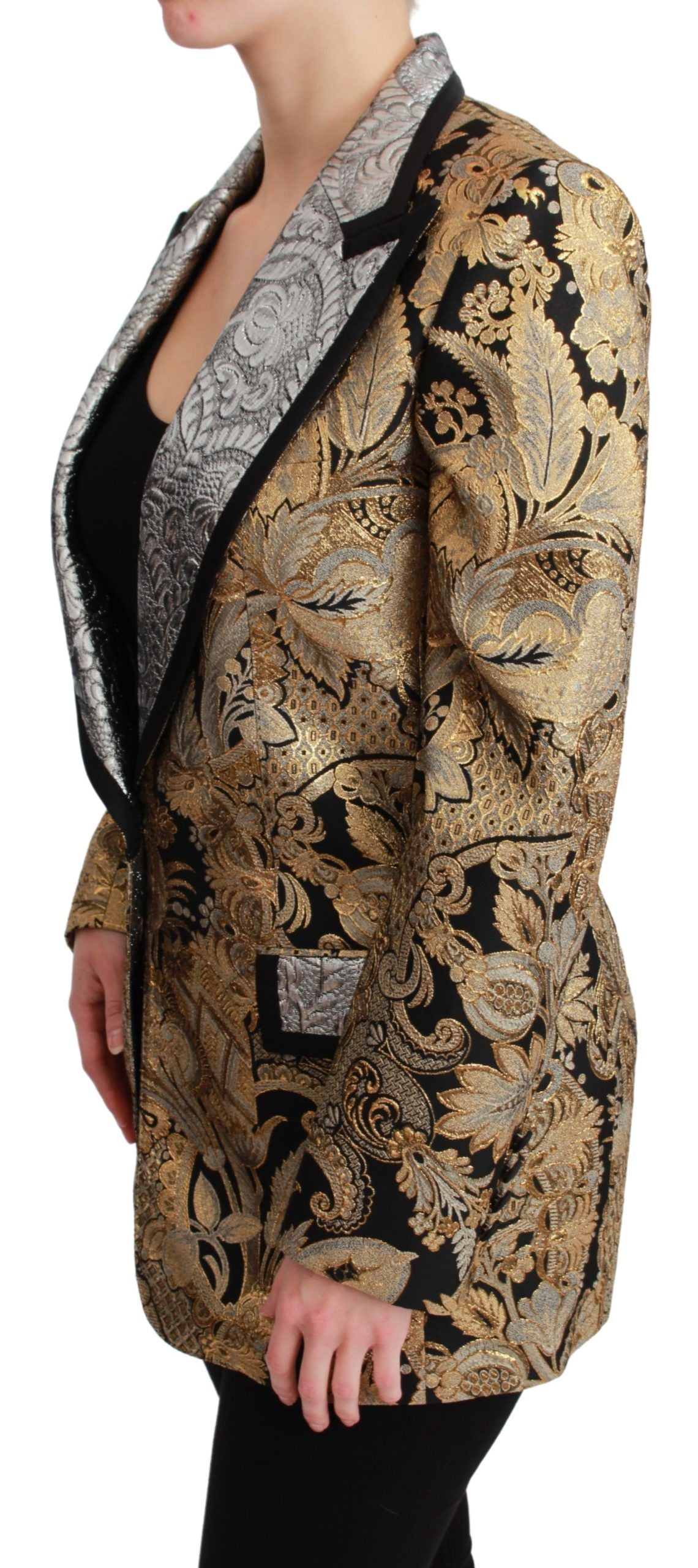 Dolce & Gabbana Elegant Gold Floral Jacquard Blazer Dolce & Gabbana