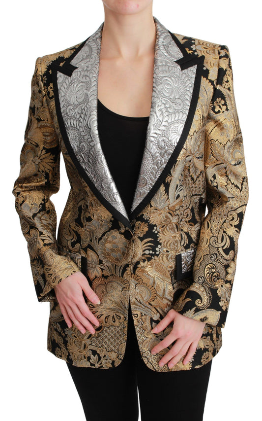 Dolce & Gabbana Elegant Gold Floral Jacquard Blazer Dolce & Gabbana