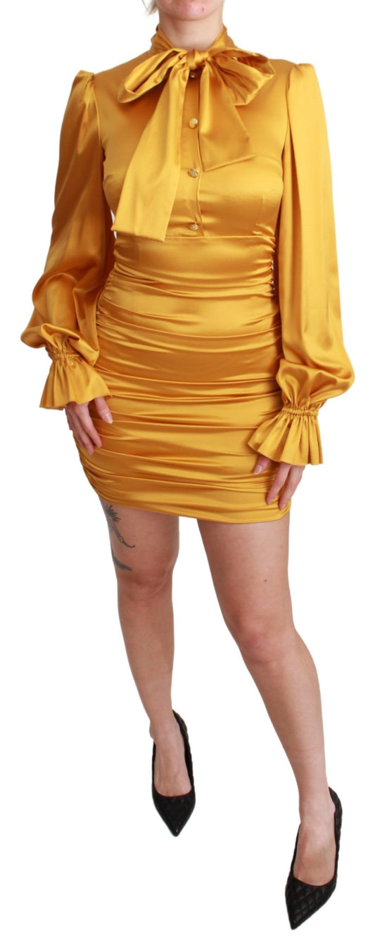 Dolce & Gabbana Radiant Yellow Silk Bodycon Mini Dress Dolce & Gabbana