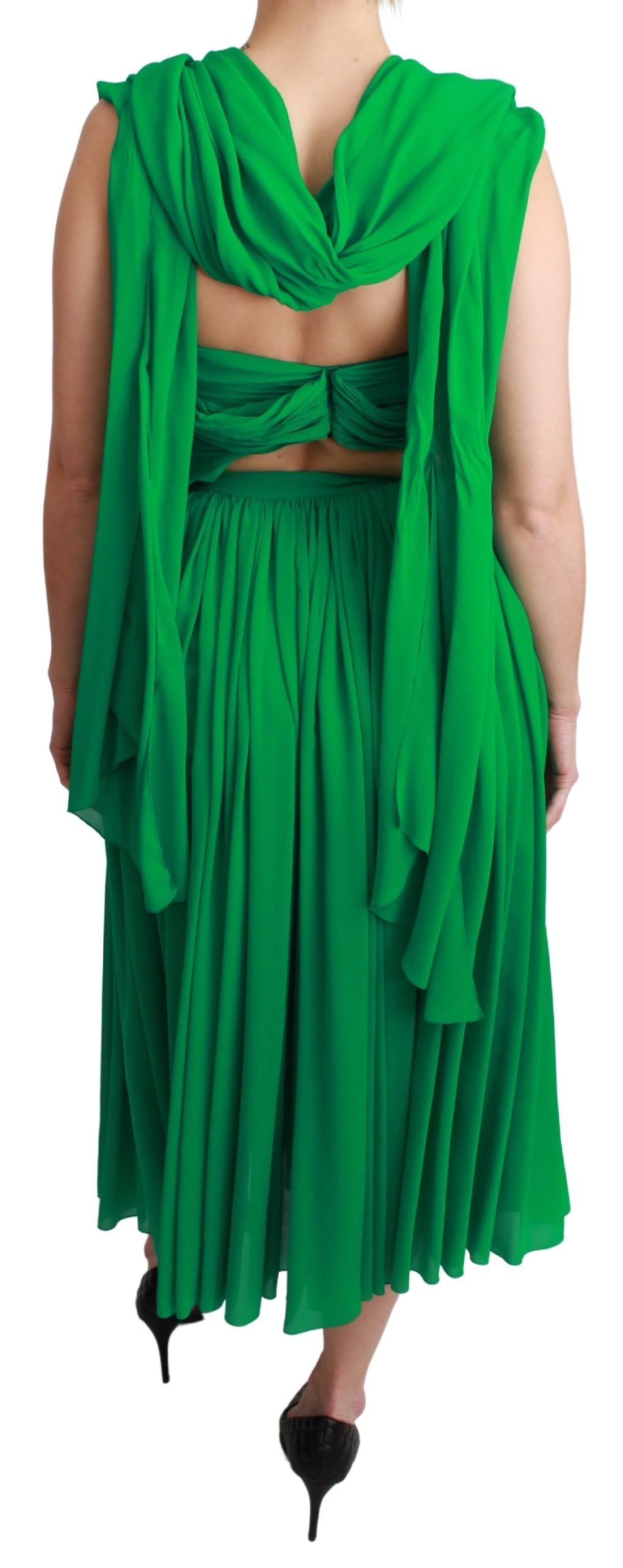 Dolce & Gabbana Elegant Sleeveless Pleated Silk Maxi Dress Dolce & Gabbana