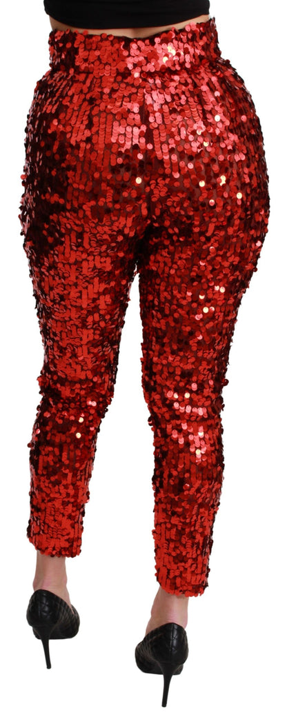 Dolce & Gabbana Elegant High-Waist Cropped Red Trousers Dolce & Gabbana