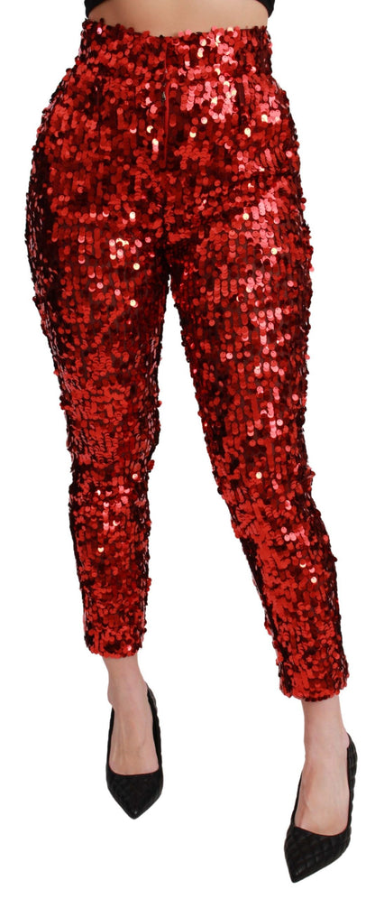 Dolce & Gabbana Elegant High-Waist Cropped Red Trousers Dolce & Gabbana