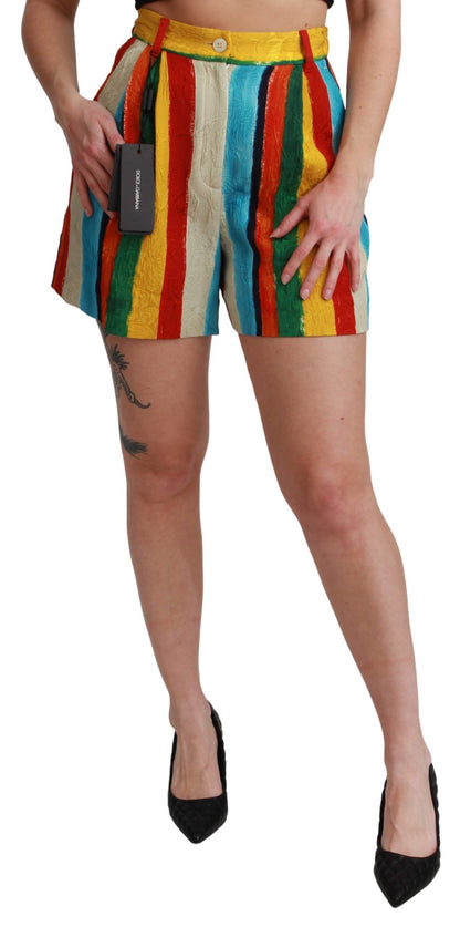 Dolce & Gabbana Multicolor Striped High-Waist Shorts Dolce & Gabbana