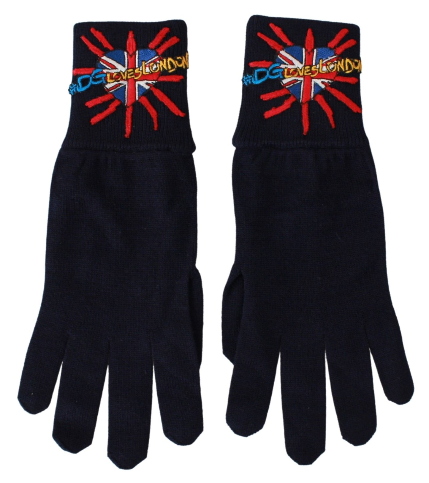 Dolce & Gabbana Blue Virgin Wool Unisex Gloves Dolce & Gabbana