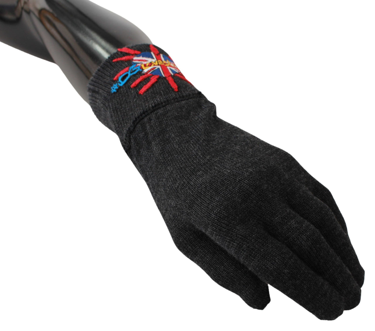 Dolce & Gabbana Gray Virgin Wool Unisex Gloves Dolce & Gabbana