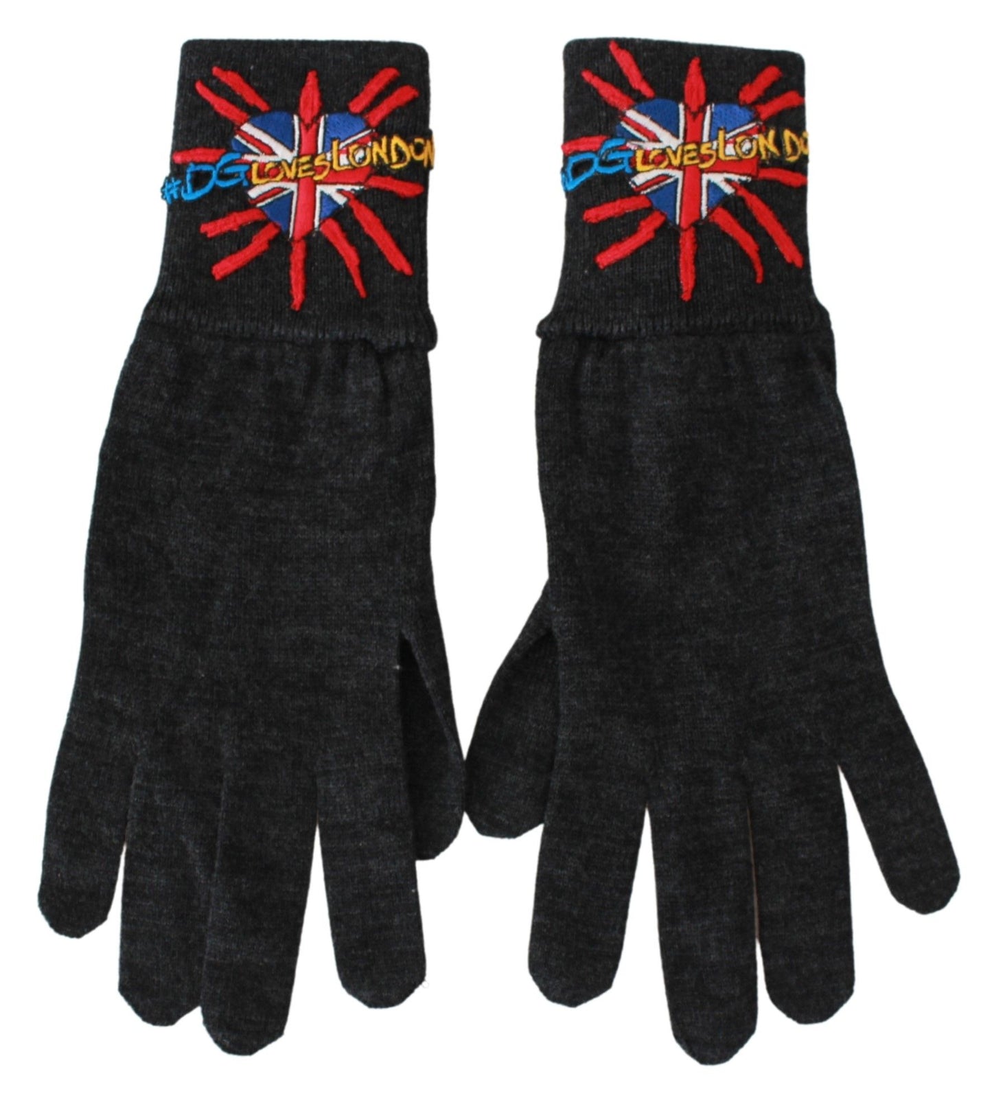 Dolce & Gabbana Gray Virgin Wool Unisex Gloves Dolce & Gabbana