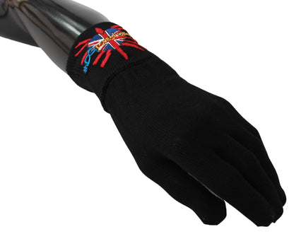 Dolce & Gabbana Elegant Black Virgin Wool Unisex Gloves Dolce & Gabbana