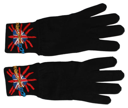 Dolce & Gabbana Elegant Black Virgin Wool Unisex Gloves Dolce & Gabbana