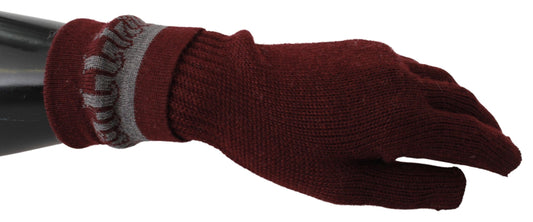 John Galliano Maroon Wool-Blend Designer Gloves John Galliano