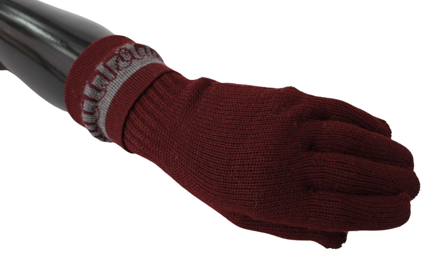 John Galliano Maroon Wool-Blend Designer Gloves John Galliano