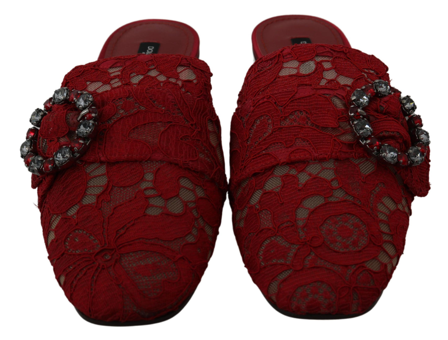 Dolce & Gabbana Radiant Red Slide Flats with Crystal Embellishments Dolce & Gabbana