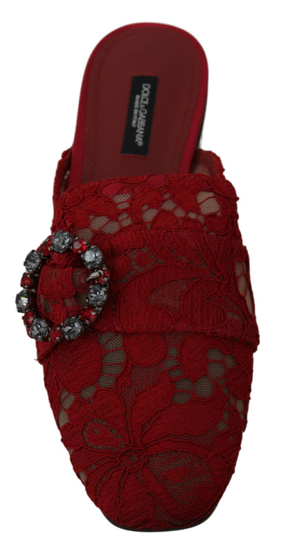 Dolce & Gabbana Radiant Red Slide Flats with Crystal Embellishments Dolce & Gabbana